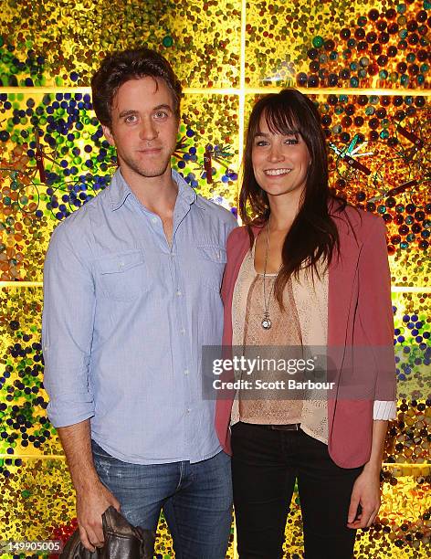 Ashley Zukerman and Nicole Da Silva pose at the 2012 Helpmann Awards Nominations Announcement at Melbourne Arts Centre on August 6, 2012 in...