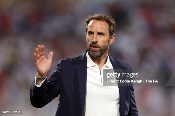 Gareth Southgate, Manager of England, looks on during the UEFA EURO 2024 qualifying round group C match between Malta and England at Ta' Qali Stadium...