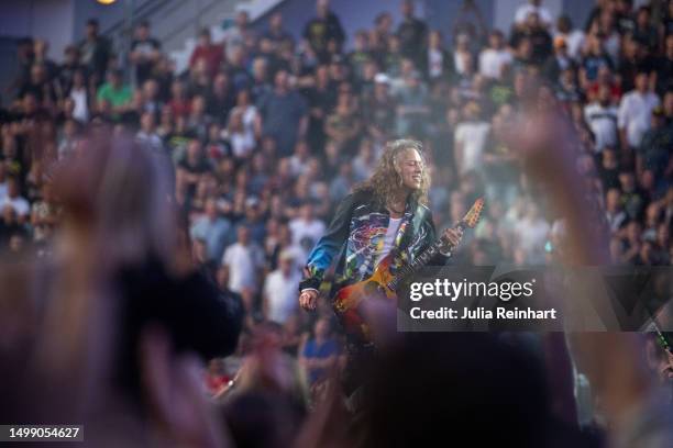 Kirk Hammett of Metallica performs on June 16, 2023 at Ullevi Stadium in Gothenburg, Sweden.