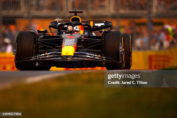 Max Verstappen of the Netherlands driving the Oracle Red Bull Racing RB19 on track during practice ahead of the F1 Grand Prix of Canada at Circuit...