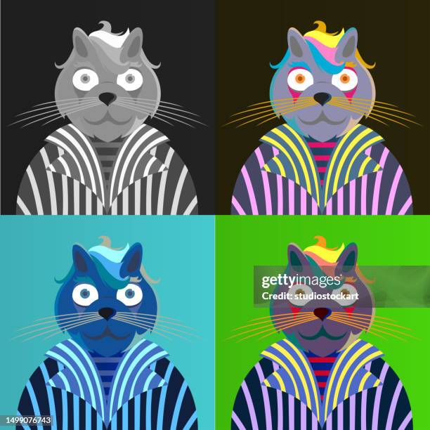 domestic cat portrait - pet clothing stock illustrations