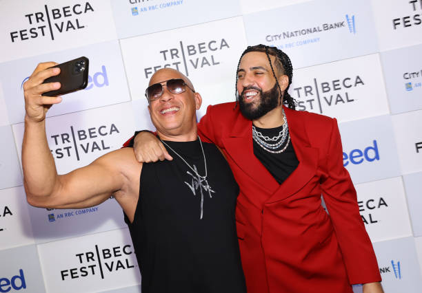 Vin Diesel and French Montana attends the "For Khadija" Premiere during the 2023 Tribeca Festival at Beacon Theatre on June 16, 2023 in New York City.