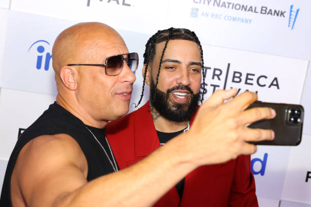 Vin Diesel and French Montana attends the "For Khadija" Premiere during the 2023 Tribeca Festival at Beacon Theatre on June 16, 2023 in New York City.