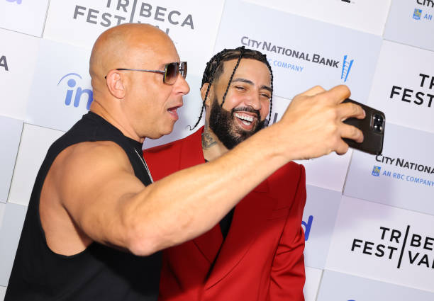 Vin Diesel and French Montana attends the "For Khadija" Premiere during the 2023 Tribeca Festival at Beacon Theatre on June 16, 2023 in New York City.