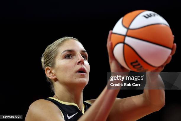 Elena Delle Donne of the Washington Mystics shoots a free throw against the Phoenix Mercury in the first half at Entertainment & Sports Arena on June...