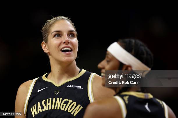 Elena Delle Donne of the Washington Mystics looks on against the Phoenix Mercury in the first half at Entertainment & Sports Arena on June 16, 2023...