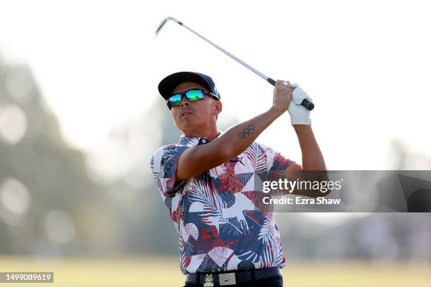 Rickie Fowler of the United States on the 16th hole during the second round of the 123rd U.S. Open Championship at The Los Angeles Country Club on...