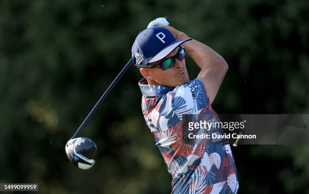 Rickie Fowler of The United States plays his second shot on the 17th hole during the second round of the 123rd U.S. Open Championship at The Los...