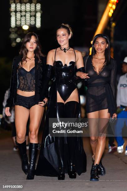 Lily Chee, Olivia Ponton and Lauren Maitland are seen in the Meatpacking District on June 16, 2023 in New York City.