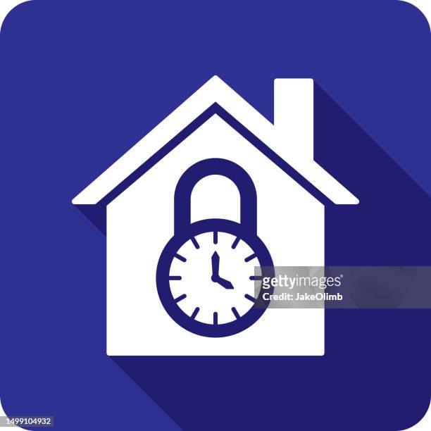 illustrazioni stock, clip art, cartoni animati e icone di tendenza di icona della serratura del tempo della casa silhouette 2 - lancetta dei minuti