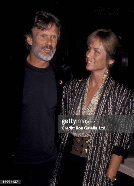 Kris Kristofferson and wife Lisa Meyers attend ACLU Benefit Dinner on April 14, 1989 at the Century Plaza Hotel in Century City, California.