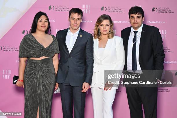 Marie Ducruet, Louis Ducruet, Camille Gottlieb and Medy Anthony attend the party during the 62nd Monte Carlo TV Festival at the Palm Beach on June...