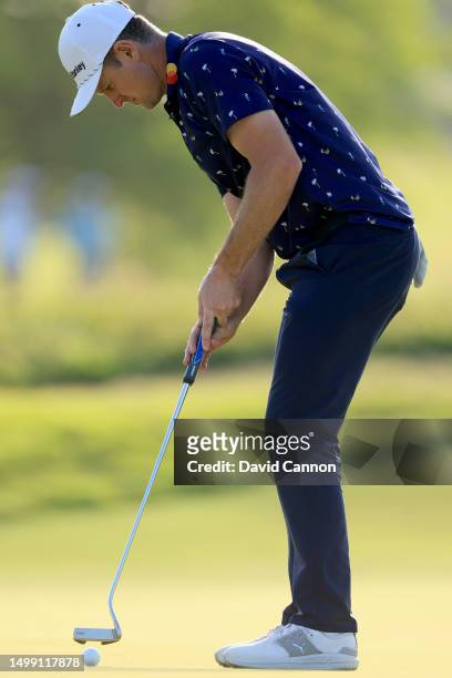 Justin Rose of England hits a putt on the 16th hole during the second round of the 123rd U.S. Open Championship at The Los Angeles Country Club on...