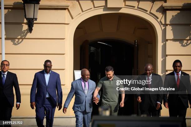 Egyptian Prime Minister Mostafa Madbouly, Senegalese President Macky Sall, African Union chairperson Azali Assoumani, Ukrainian President Volodymyr...