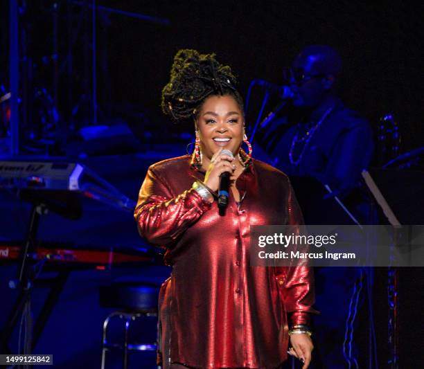 Singer Jill Scott performs on stage during the "Who is Jill Scott?" tour at Smart Financial Centre on June 16, 2023 in Sugar Land, Texas.