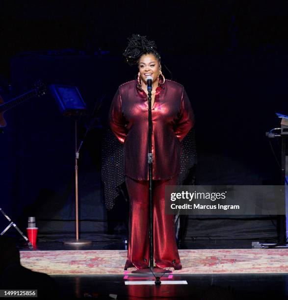 Singer Jill Scott performs on stage during the "Who is Jill Scott?" tour at Smart Financial Centre on June 16, 2023 in Sugar Land, Texas.