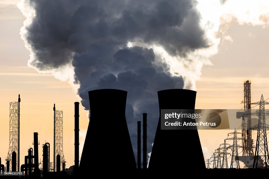 Explosion at a nuclear power plant. Smoke over the station