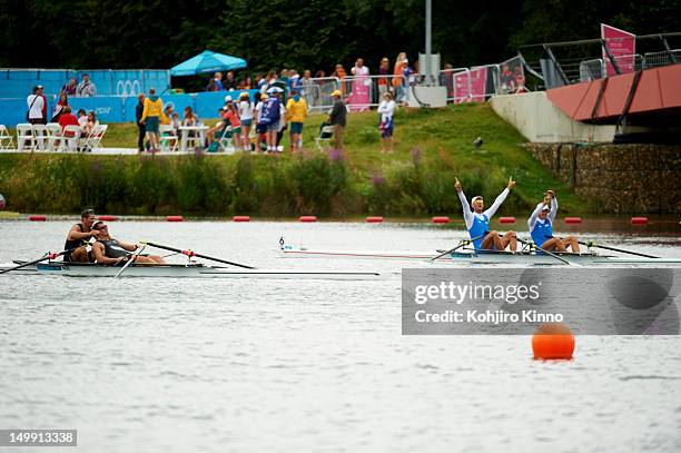 Summer Olympics: New Zealand Nathan Cohen and Joseph Sullivan victorious after winning gold vs Italy Romano Battisti and Alessio Sartori during Men's...