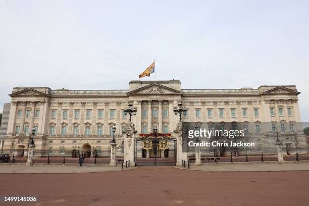 View of Buckingham Palace ahead of Trooping the Colour on June 17, 2023 in London, England. Trooping the Colour is a traditional parade held to mark...