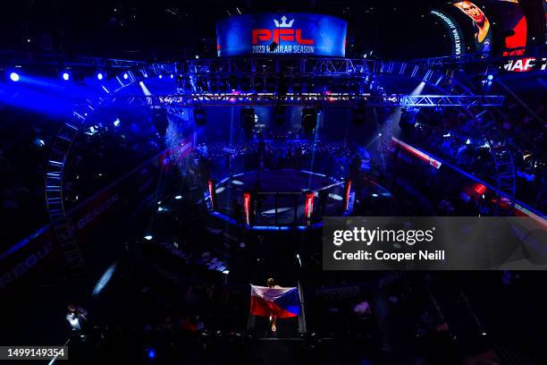 Martina Jindrova walks to the cage before fighting Julia Budd during PFL 2023 week 5 at OTE Arena on June 16, 2023 in Atlanta, Georgia.