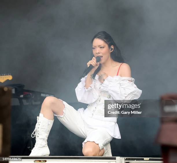 Rina Sawayama performs in concert during Bonnaroo Music & Arts Festival on June 16, 2023 in Manchester, Tennessee.