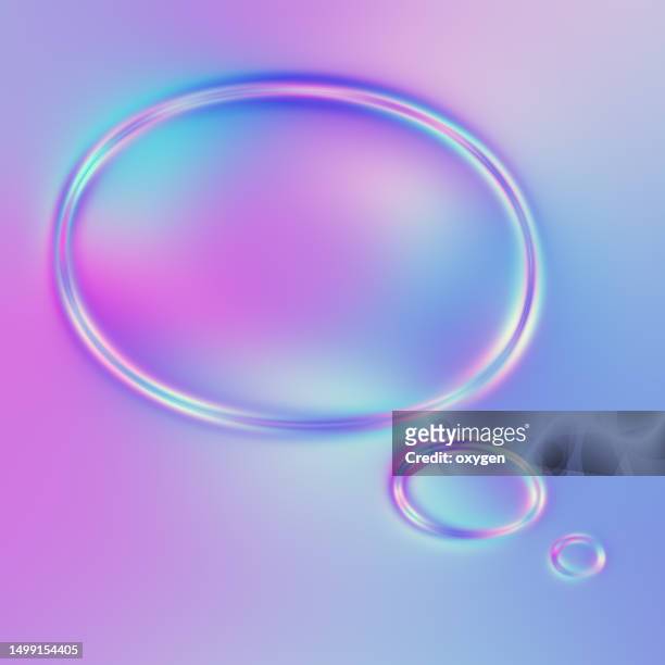 abstract dialog speech bubble shape pink blue neon background - neon speech bubble stock-fotos und bilder