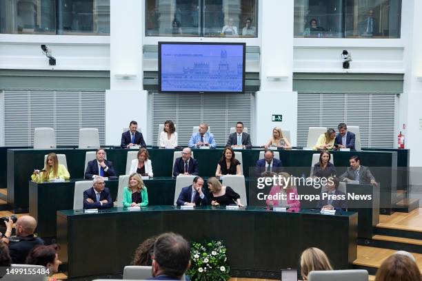 Session of constitution of the Madrid City Council, on 17 June, 2023 in Madrid, Spain. Almeida achieved the absolute majority in Madrid and in this...