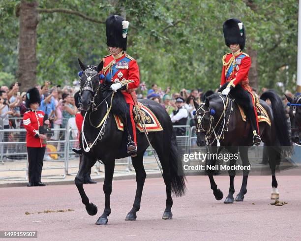 King Charles III and Prince William, Prince of Wales during Trooping the Colour on June 17, 2023 in London, England. Trooping the Colour is a...