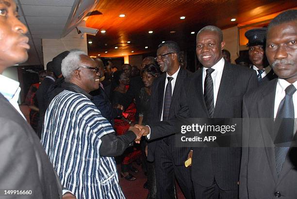 New Vice President of Kwesi Bekoe Amissah-Arthur greets the crowd after the swearing in ceremony in Accra on August 6, 2012. Former central bank...