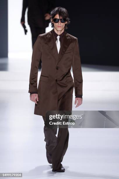 Model walks the runway at the Dolce&Gabbana Spring/Summer 2024 fashion show during the Milan Fashion Week menswear spring/summer 2024 on June 17,...