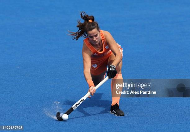 Sabine Plonissen of The Netherlands during the FIH Hockey Pro League Women's math between Netherlands and The United States at Lee Valley Hockey and...