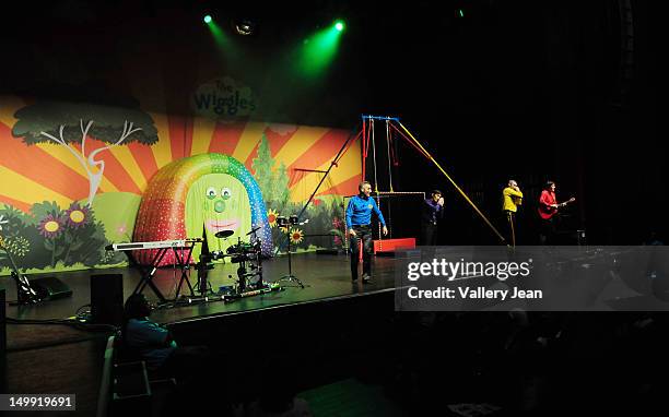 Anthony Field, Jeff Fatt, Greg Page and Murray Cook of The Wiggles perform at Fillmore Miami Beach on August 3, 2012 in Miami Beach, Florida.