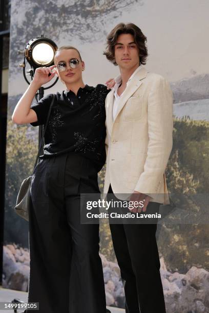 Emma Brooks and Zack Lugo attend Brunello Cucinelli SS 24 Men Collection Presentation during the Milan Men's Fashion Week F/W 2023 - 2024 on June 16,...