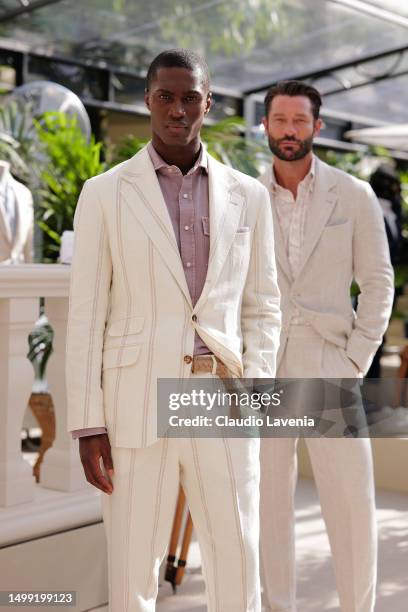 Models attend Brunello Cucinelli SS 24 Men Collection Presentation during the Milan Men's Fashion Week F/W 2023 - 2024 on June 16, 2023 in Milan,...