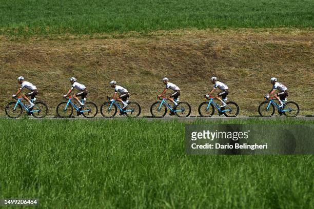 Felix Gall of Austria - White Best Young Rider Jersey, Clement Berthet of France, Mikaël Chérel of France, Stan Dewulf of Belgium, Jaakko Hänninen of...