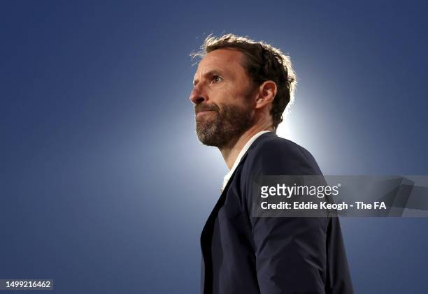 Gareth Southgate, Manager of England, looks on during the UEFA EURO 2024 qualifying round group C match between Malta and England at Ta' Qali Stadium...