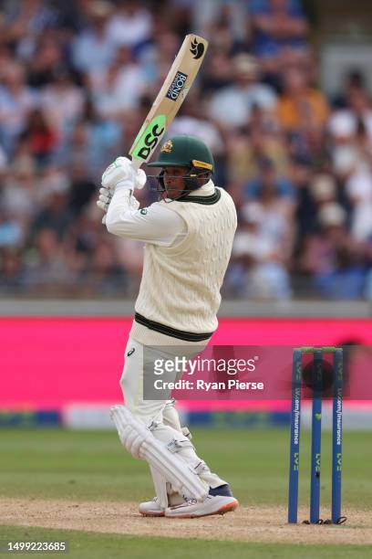 Usman Khawaja of Australia in action during Day 2 of the LV= Insurance Ashes 1st Test match between England and Australia at Edgbaston on June 17,...