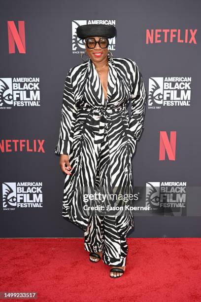 Aisha Hinds attends 'The Perfect Find' Centerpiece Screening at American Black Film Festival at New World Center on June 16, 2023 in Miami Beach,...