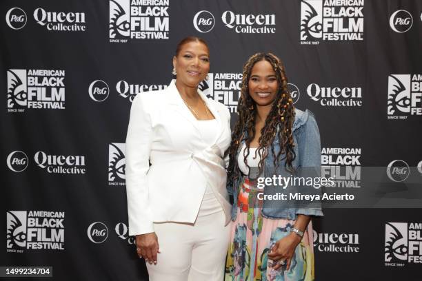 Rapper/actress, Queen Latifah and President of Nice Crowd, Nicole Friday attend the 2023 American Black Film Festival during the "Widening The View...