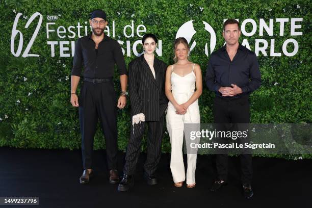 Zeeko Zaki, Ainsley Seiger, Tracy Spiridakos and Dylan McDermott attend the "Wolf" photocall during the 62nd Monte Carlo TV Festival on June 17, 2023...