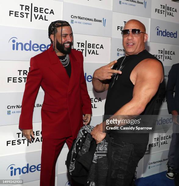 French Montana and Vin Diesel attend French Montana's Immigrant Life Story FOR KHADIJA Premiere at Tribeca Film Festival at The Beacon Theatre on...
