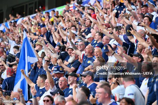 Scotland fans show their support prior to the UEFA EURO 2024 qualifying round group A match between Norway and Scotland at Ullevaal Stadion on June...