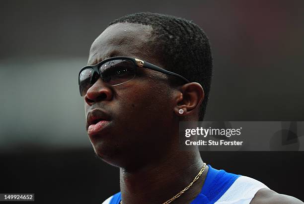 Dayron Robles of Cuba looks on during the Men's 110m Hurdles Round 1 Heats on Day 11 of the London 2012 Olympic Games at Olympic Stadium on August 7,...