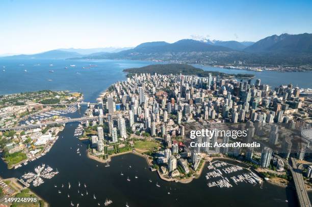 aerial view of downtown vancouver, canada - pacific ocean aerial stock pictures, royalty-free photos & images