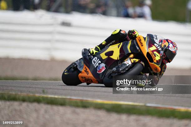 Toni Arbolino of Italy and Elf Marc VDS Racing Team rounds the bend during the MotoGP of Germany - Sprint race at Sachsenring Circuit on June 17,...