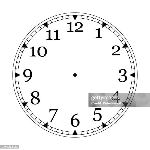illustrazioni stock, clip art, cartoni animati e icone di tendenza di quadrante orologio. quadrante dell'orologio. quadrante meccanico vuoto con frecce - minuti e ore. vettore - quadrante di orologio