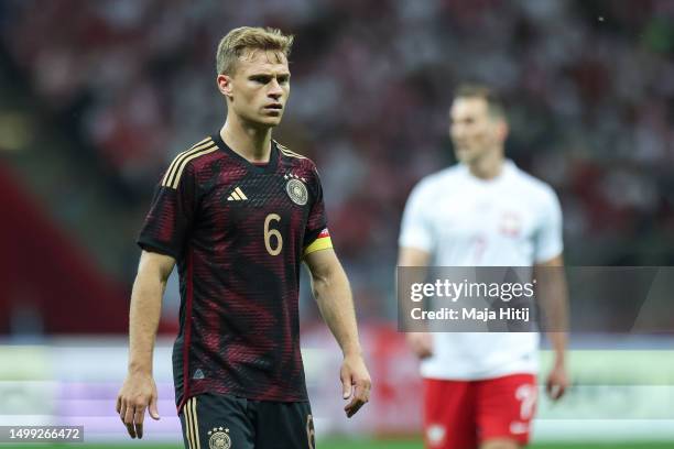 Joshua Kimmich of Germany looks on during the international friendly match between Poland and Germany at Stadion Narodowy on June 16, 2023 in Warsaw,...