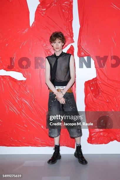 Louis Powell attends the photocall ahead of the Jordanluca SS24 Show during the Milan Menswear Spring / Summer 2024 on June 17, 2023 in Milan, Italy.