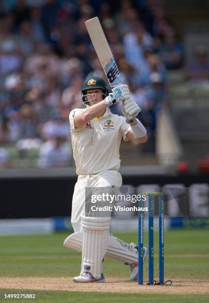 Steve Smith of Australia battting during Day Two of the LV= Insurance Ashes 1st Test match between England and Australia at Edgbaston on June 17,...