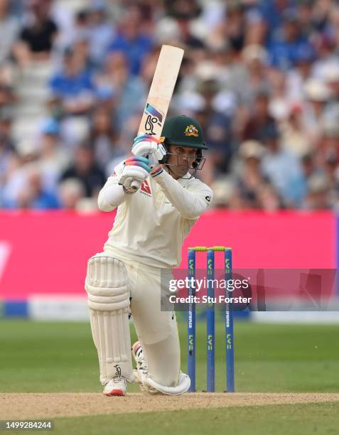 Australia batsman Alex Carey in batting action during day two of the LV= Insurance Ashes 1st Test Match between England and Australia at Edgbaston on...